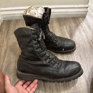 Vtg Chippewa Men's Zip Black Motorcycle Steel Toe Dual Guard Work Boots 10.5 E
